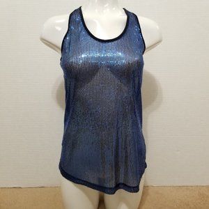 Forever 21 top Medium sleeveless sheer sequin embellished bling racerback tank